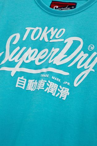 Turquoise Superdry Script Logo T-Shirt